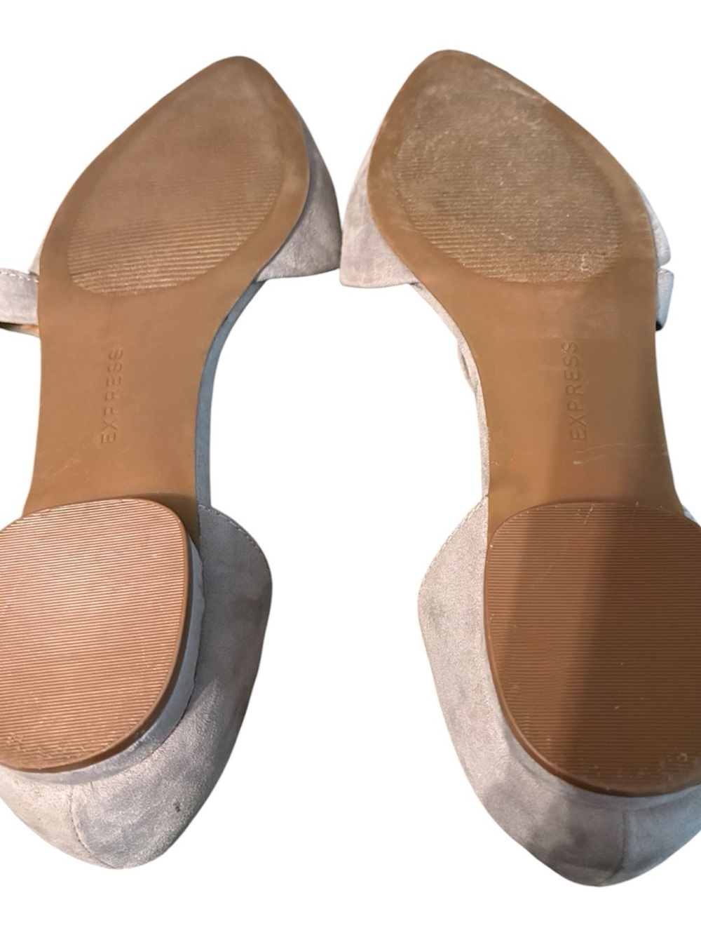 Express Women's Light Gray Pointed Suede D'Orsay Flats - Picture 3 of 3
